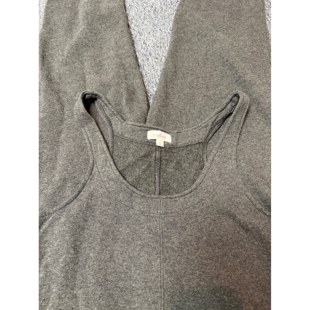 Colsie Womens Fleece Loungewear Jumpsuit Charcoal Gray Scoop Neck Small